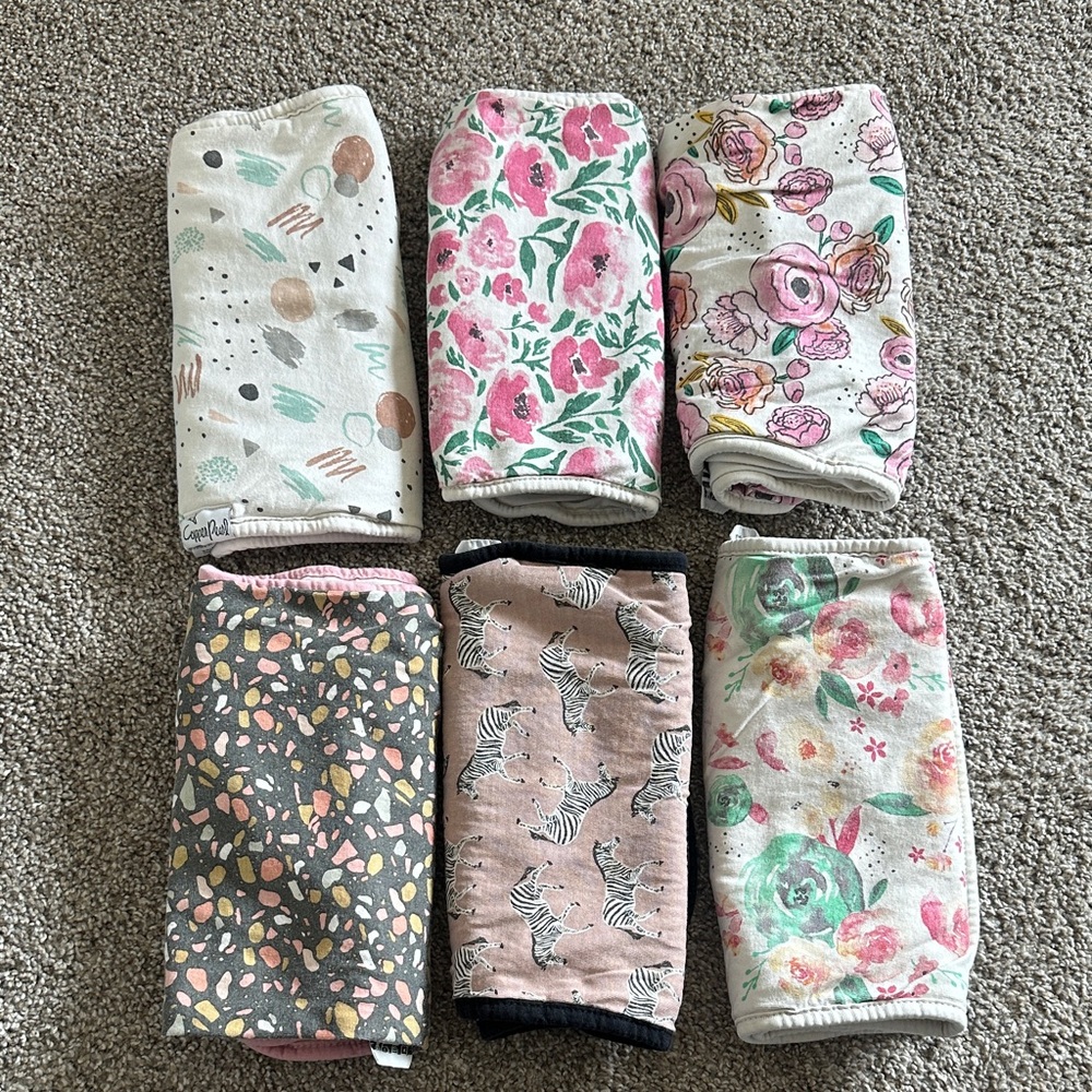 Copper Pearl burp cloths